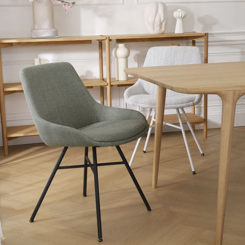 Nolon Noa-Isa Eetkamerstoel Saliegroen - Stof - Zwart Onderstel - vtwonen shop
