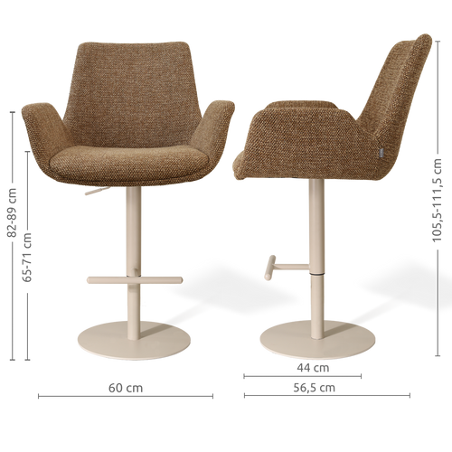 Nolon Niva-Eef tulp barkruk bruin blend verstelbaar - beige poten