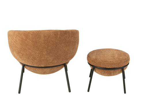 J-Line loungestoel + poef - ijzer - terracotta/zwart