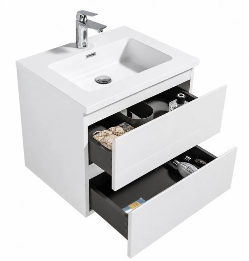 Badplaats Badkamermeubel Set Angela 60 cm – Wit Hoogglans – Badmeubel met Wastafel