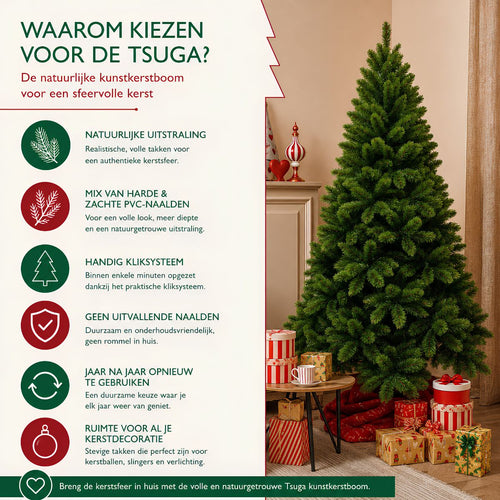 Triumph Tree Tsuga Kunstkerstboom H120 cm - Kerstversiering voor Binnen met Volle Uitstraling - Kunstboom met Realistische Dennentakken - Klassiek