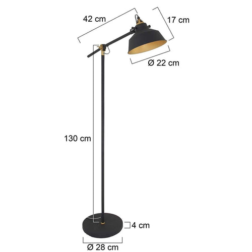 Mexlite vloerlamp nove - 1 lichts - 65x 172 cm - zwart - vtwonen shop