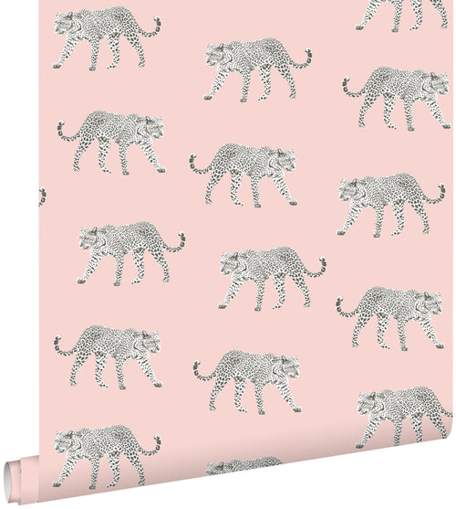 ESTAhome behang panters zacht roze - 53 cm x 10.05 m - 139177