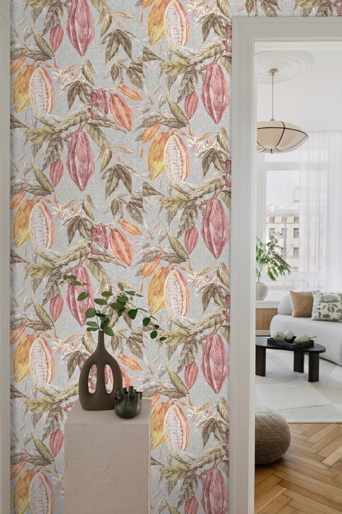 Sanders & Sanders behang bladeren vergrijsd groen, grijs en terracotta - 53 cm x 10 m - 640220 - vtwonen shop