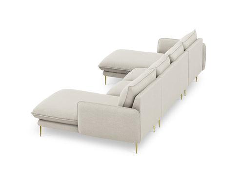 Cosmopolitan Design Panoramische bank Vienna 6-zits, structurele stof, lichtbeige - 170x350x95cm