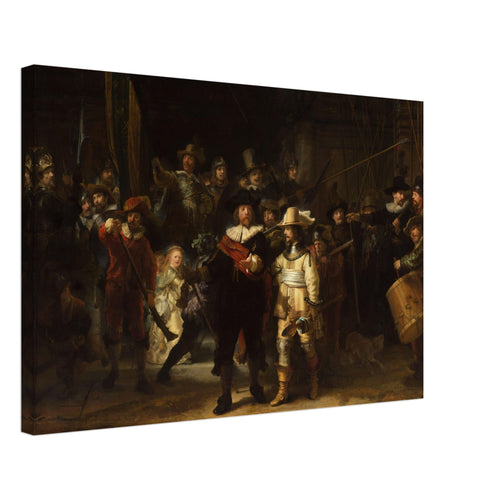 Artfulprints Canvas Rembrandt van Rijn - De nachtwacht canvas - 60x40 cm - Bruin