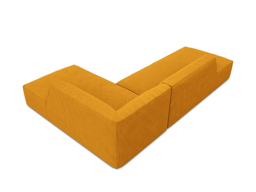 Micadoni - Rechter hoekbank "Ruby" 4 zitplaatsen, ribfluwelen, geel - 180x273x69cm