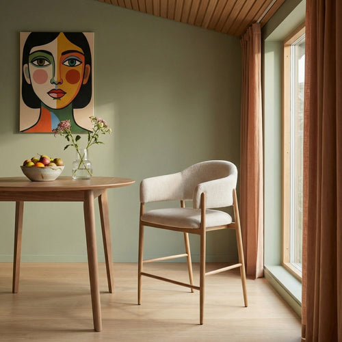 DÉJA Living Barstoel  Dénia - Beige/Naturel - Zithoogte 65cm - Set van 2
