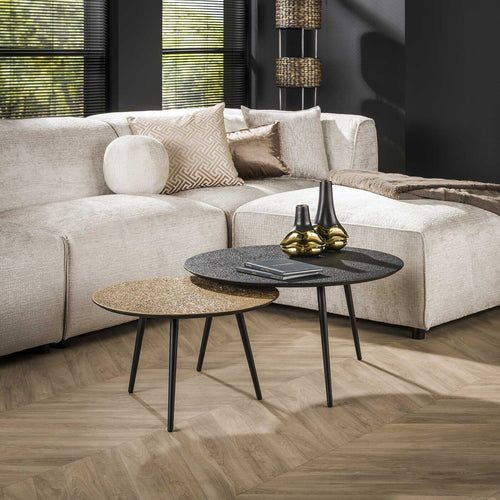 Giga Meubel Salontafel Metallic - Grijs Metaal - Set van 2 - 74x74x40cm