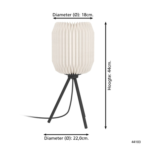 EGLO tafellamp Belgrave - e27 - papier/staal - zwart/wit - vtwonen shop