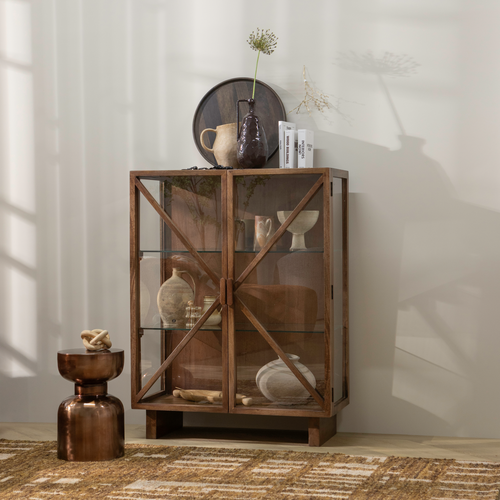 WOOOD kast 2-deurs Kella - Mango Hout - Bruin - 132x100x44