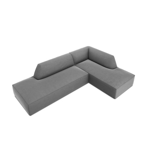 Cosmopolitan Design - Modulaire hoekbank rechts Siena 4-zits, flueel grijs - 180x273x69cm