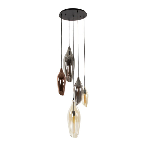 Giga Meubel Hanglamp Cocoon - Multicolor Glas - 5-Lichts - 60x60x180cm - vtwonen shop