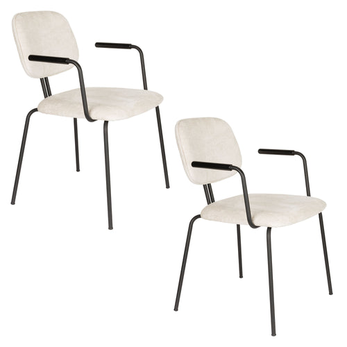 Housecraft Living Bouton Eetkamerstoelen met armleuning Off White - Set van 2 - vtwonen shop