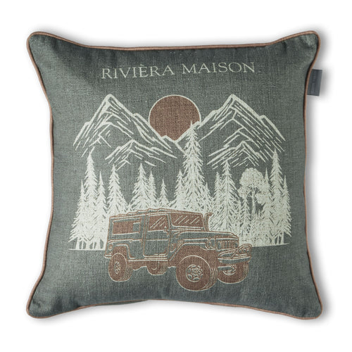 Rivièra Maison Decoratiekussen Roadtrip - 45 x 45 cm - Groen