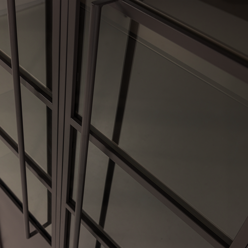 WOOOD xl 2-deurs vitrinekast Exhibit - Metaal - Donkerbruin - 203x99x45