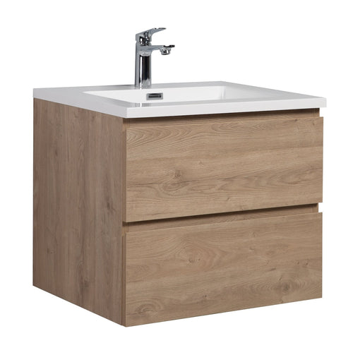Badplaats Badkamermeubel Set Angela 60 cm – Kastanje Eiken – Badmeubel met Wastafel