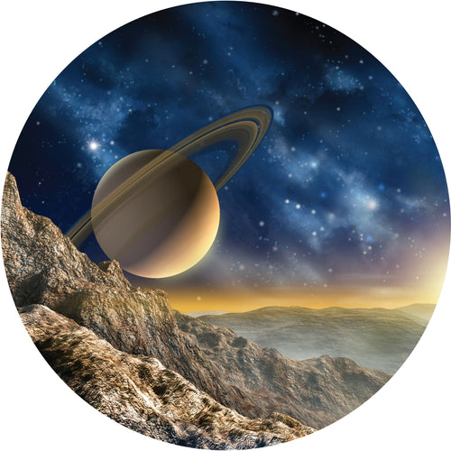 Sanders & Sanders zelfklevende behangcirkel planeten in de ruimte blauw en beige - Ø 140 cm - 601139
