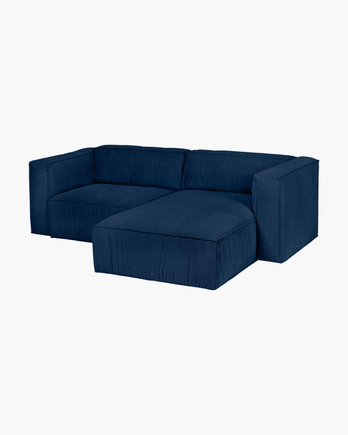 noo.ma Lobi 3-zits hoekslaapbank - Storm Blue Corduroy, hoek rechts