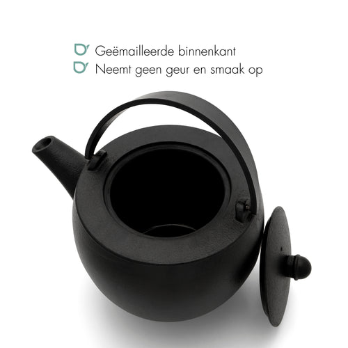 Bredemeijer - Gietijzeren theeset Sencha - 1,2 liter - Zwart - Theepot met theelicht - vtwonen shop