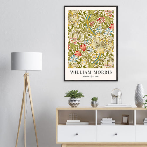 Artfulprints Poster met Lijst William Morris - Golden lilly 1890   - 50x70 cm - Groen