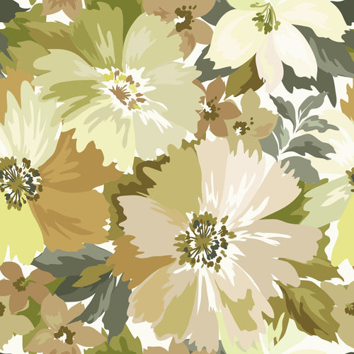 ESTAhome behang bloemen olijfgroen - 50 x 900 cm - 131262