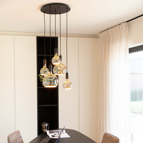 Atmooz hanglamp Sapa 5 - zwart - Ø 40 x H 130 cm - E27