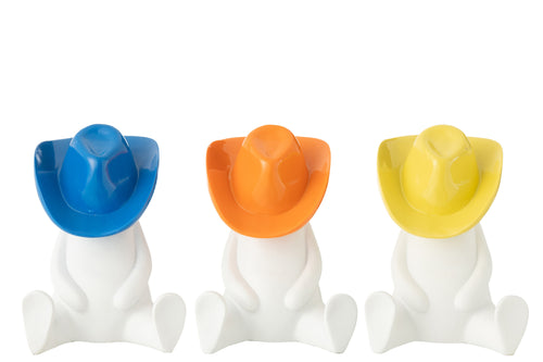 J-Line decoratie Beeld Cowboyhoed - hats - mix - 3 stuks