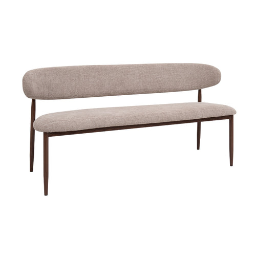 Giga Meubel Eetkamerbank Alexia - Stof - Taupe/Walnoot - 200x55x77cm