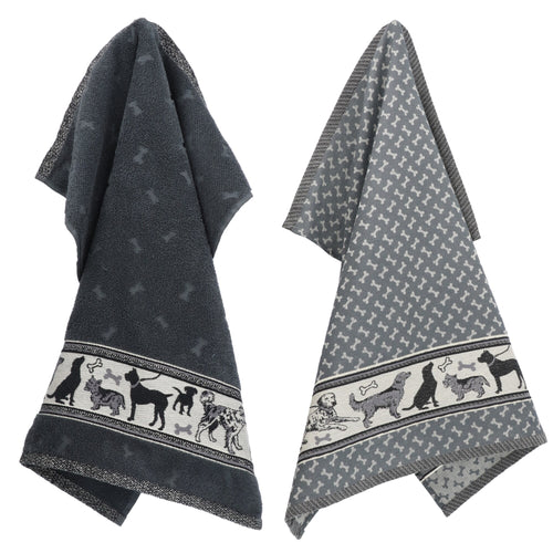 Luxe Keukendoek en Theedoek Hond Antraciet -  Bunzlau Castle - 100% biologisch GOTS katoen