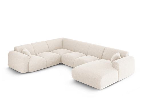 Cosmopolitan Design Panoramische hoekbank links Nolio 6-zits, chenille lichtbeige - 252x342x72cm