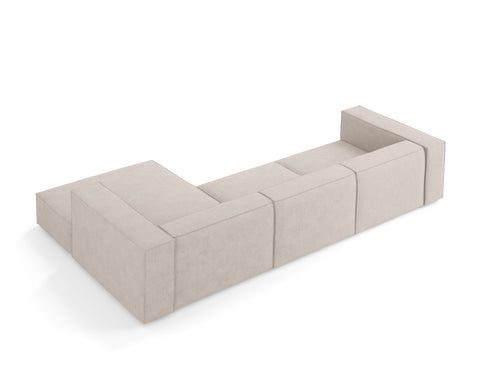 Cosmopolitan Design rechter hoekbank Arendal 4-zits, chenille met ribbeleffect, donkerbeige - 166x284x70cm