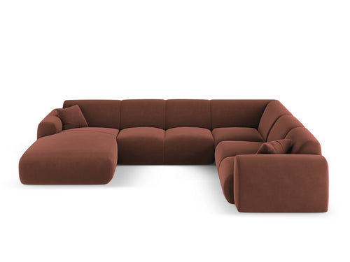 Cosmopolitan Design Panoramische hoekbank rechts Nolio 6-zits, flueel leer - 252x342x72cm