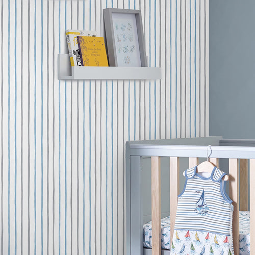 Laura Ashley vliesbehang Painterly Stripe - blauw - vtwonen shop