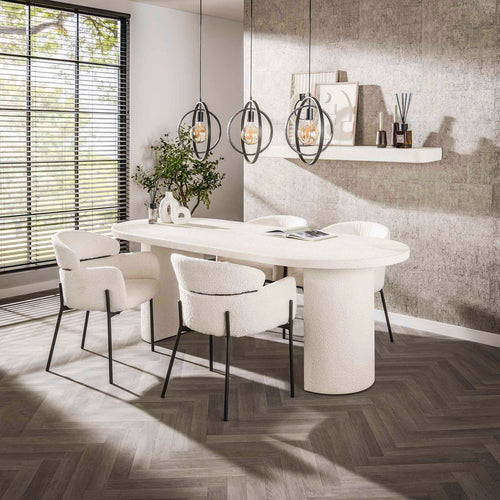 Giga Meubel Eettafel Arch Stone - Wit Composiet - 215x90x77cm