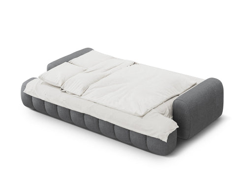 Cosmopolitan Design Slaapbank met opbergdoos Linz 4-zits, structurele stof grijs - 100x250x84cm