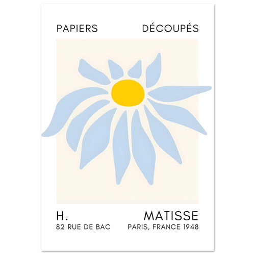 Artfulprints Poster met Lijst Matisse – Deep sea dance light blue   - A4 21x29.7 cm - Blauw