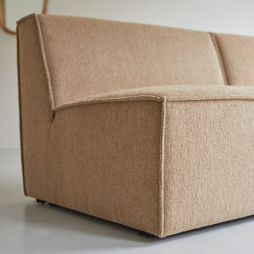 Tikamoon Modulaire rechte bank in camelkleurige stof, 2-zit - Bruin