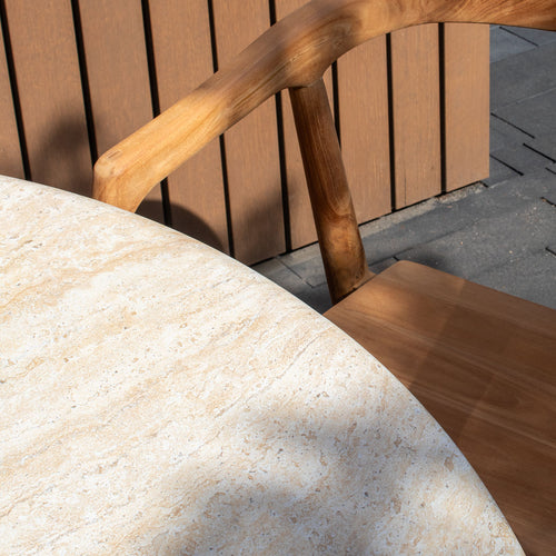 DÉJA Living Tuintafel Djurö - Travertin - Rond - 130x130x76cm - vtwonen shop