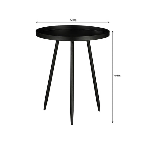 Mica Decorations Flores Bijzettafel - H49 x Ø42 cm - Metaal - Zwart