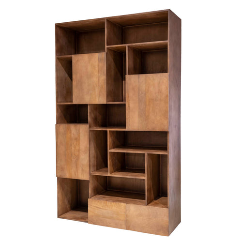 Giga Meubel Wandkast Nala - Donkerbruin Hout - 120x40x200cm