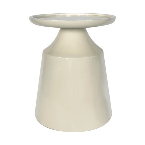 DÉJA Living Bijzettafel Fjell - Rond Crème Glossy MDF - 40x40x50cm - vtwonen shop