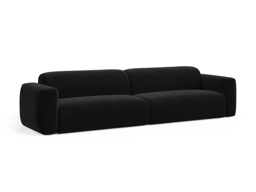 Cosmopolitan Design Modulaire bank Strino 4-zits, flueel zwart - 98x240x78cm