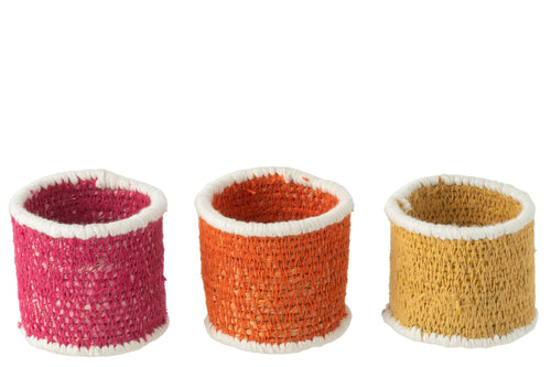 J-Line servetring - zeegras - roze/oranje/geel - 3 stuks