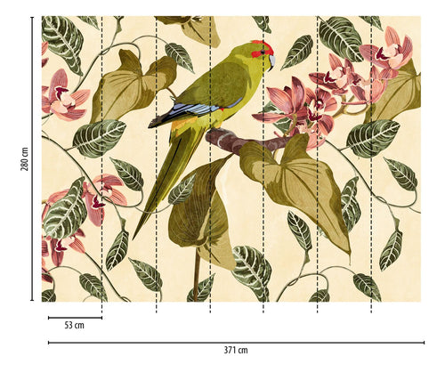 One Wall one Role fotobehang jungle-motief groen, beige, rood en grijs - 371 x 280 cm - AS-382441 - vtwonen shop