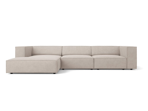Cosmopolitan Design linker hoekbank Arendal 4-zits, chenille met ribbeleffect, donkerbeige - 166x284x70cm