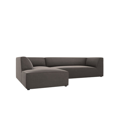 Cosmopolitan Design - Modulaire hoekbank links Siena 4-zits, flueel donkergrijs - 180x273x69cm