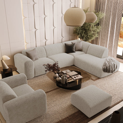 Sia Home - Rechte hoekbanken MYRA - Fluweel met patroon - Beige - 269cm