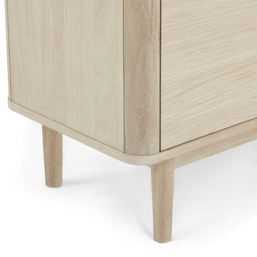 Furnhouse vitrinekast Nyborg - Witte olie - MDF, Eikenfineer, Glas - 45x123x146