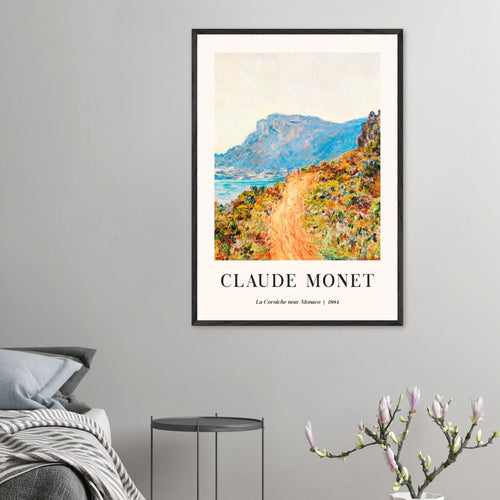 Artfulprints Poster met Lijst Claude Monet - La Corniche near Monaco   - 50x70 cm - Meerkleurig